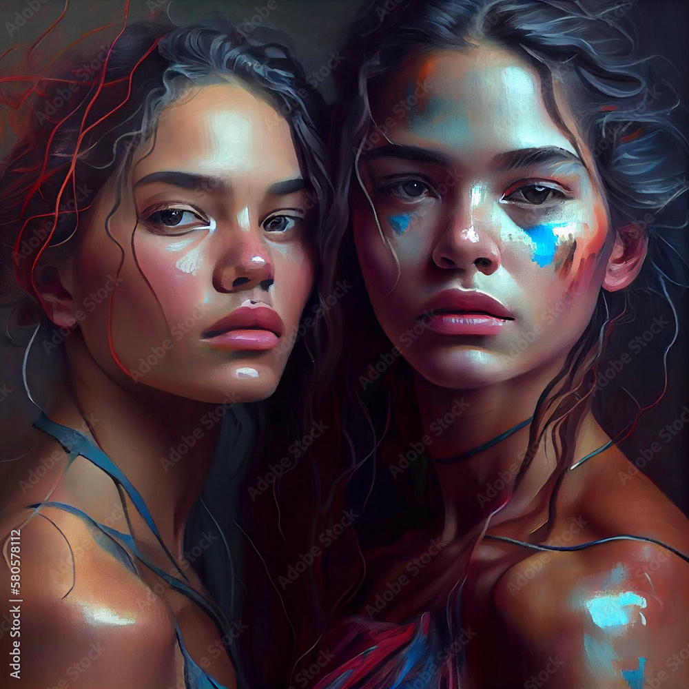 Obraz premium Woman artistic paint - AI generated image - Unrelated to real people