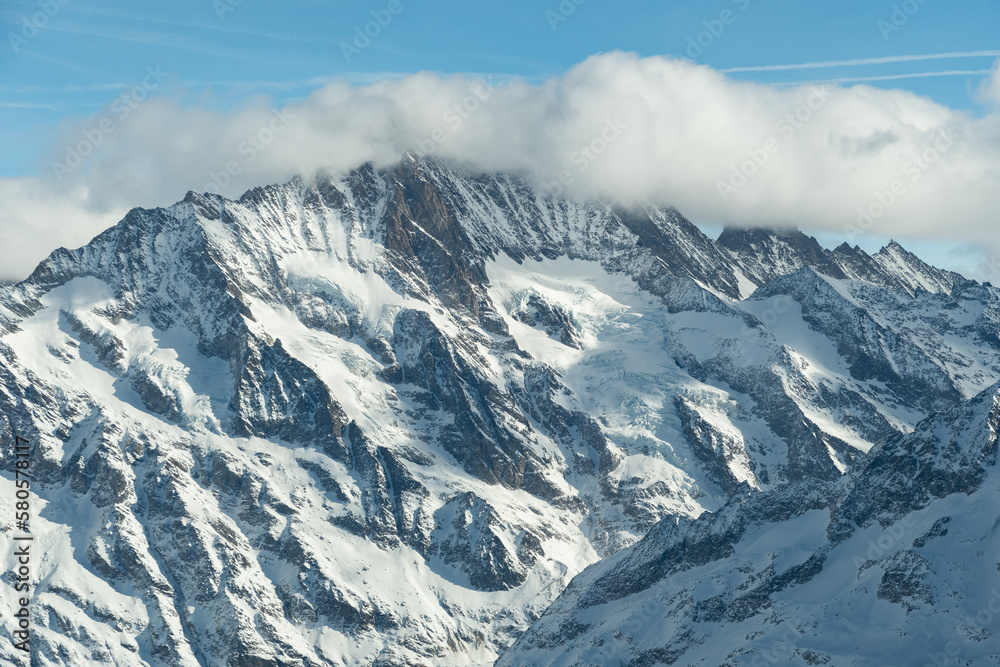 Fantastic snow covered mountain panorama at the Eigergletscher in Switzerland Fantastic snow covered mountain panorama at the Eigergletscher in Switzerland