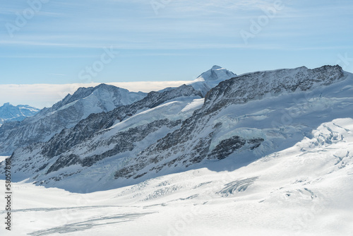 Incredible alpine scenery from the top of the Jungfraujoch in Switzerland