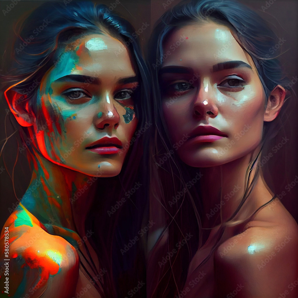 Obraz premium Woman artistic paint - AI generated image - Unrelated to real people