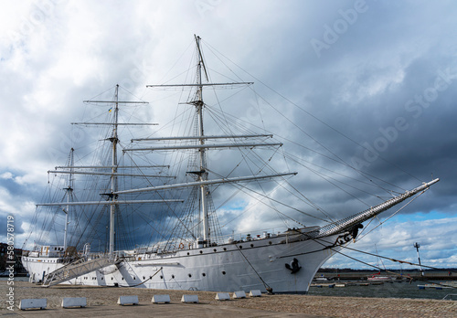 Obraz na płótnie Gorch Fock 1, Museum Segelschulschiff, Stralsund, Mecklenburg-Vorpommern, Deutschland w salonie