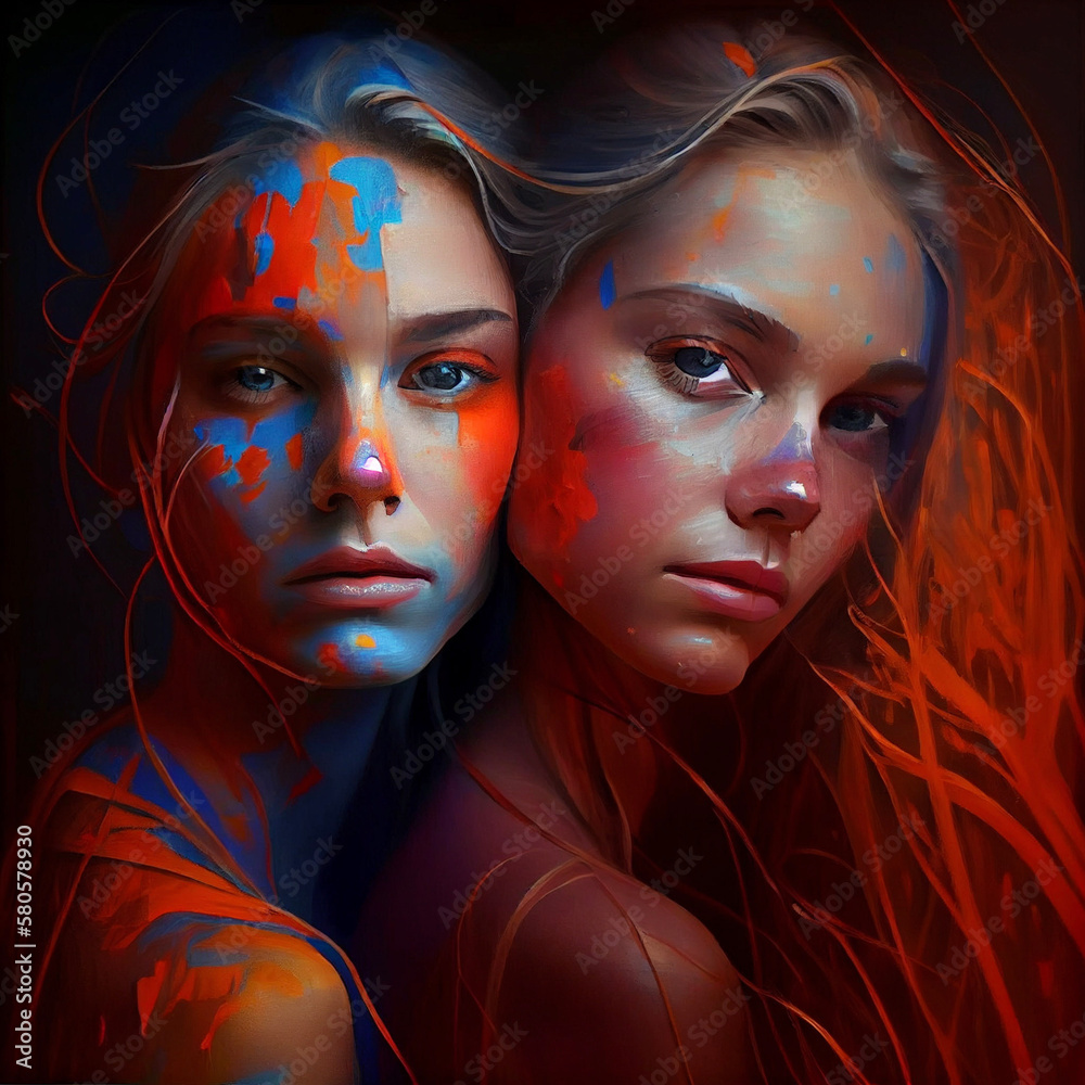 Obraz premium Woman artistic paint - AI generated image - Unrelated to real people