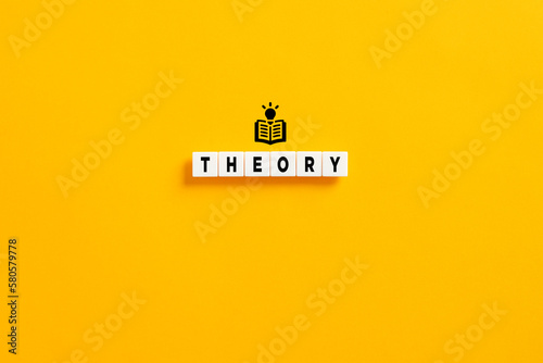 Canvas Print White letter blocks on yellow background with the word theory
