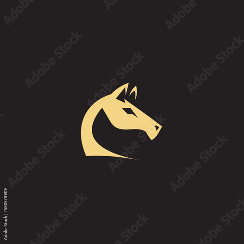 horse Logo is created with lines forming a stylized horse in gold color.