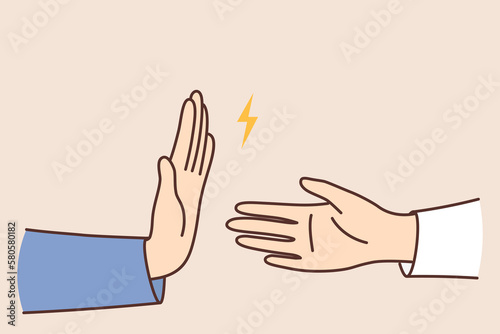 Person hand avoid handshake 