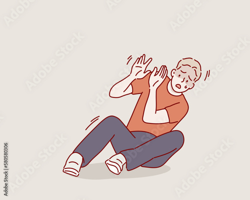 Shocked young man. Hand drawn style vector design illustrations.