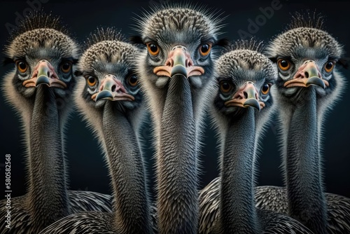 five heads of ostriches. Generative AI