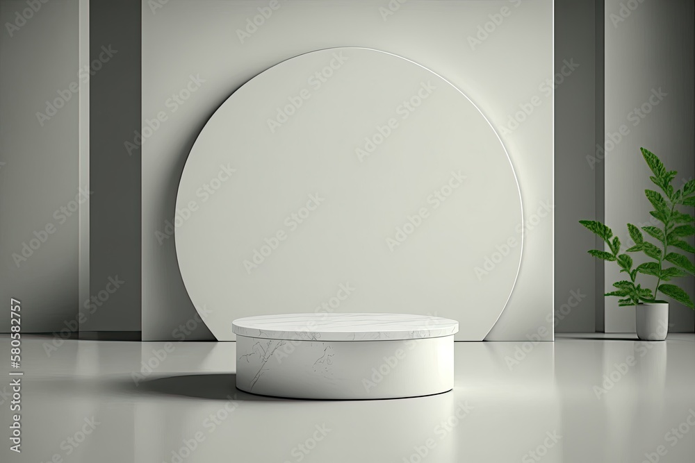 3D Ceramic Round Podium For Product With Nature Background Generated AI 3D Ceramic Round Podium For Product With Nature Background Generated AI