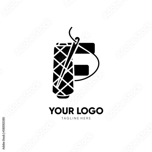 Letter Initial F Sewing Thread Needle Logo Design Vector Icon Graphic Emblem Illustration 
