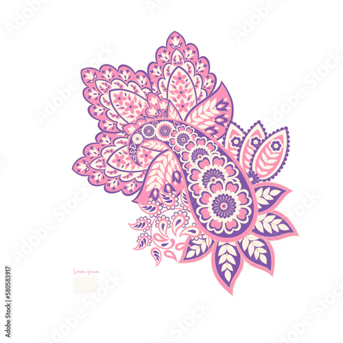 Damask paisley isolated vector floral ornament © antalogiya