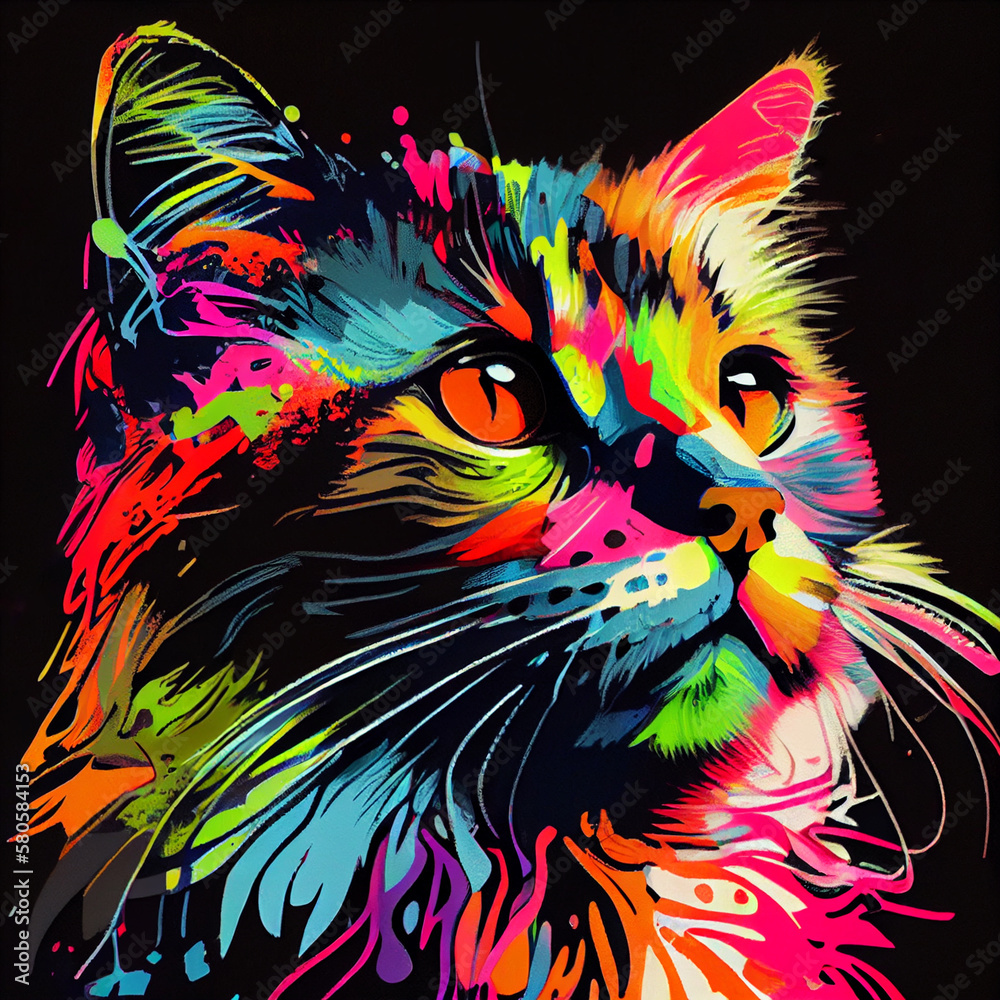 Pop art Cat. Created by AI tool.