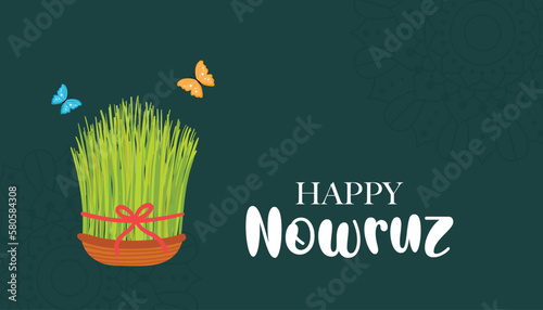 Happy Nowruz vector illustration background. Spring celebration vector design. Nowruz holiday greeting card  photo