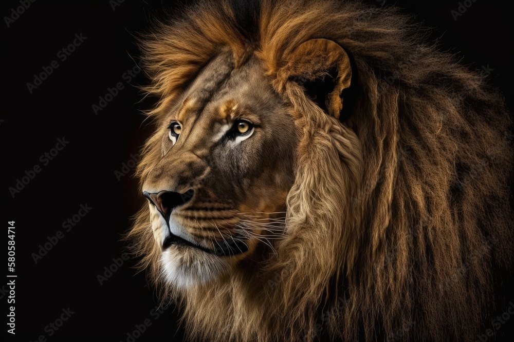 Portrait of a wild animal, Lion King, single. Generative AI