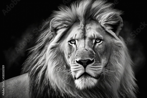 Wallpaper Mural Black and white lion face. Generative AI Torontodigital.ca