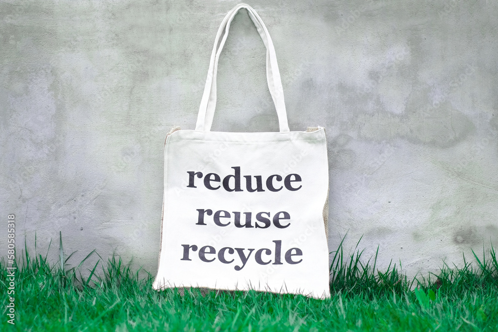 bag with sign reduce reuse recycle. Eco friendly shopping bag made of ...