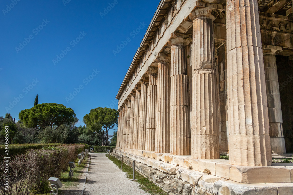 The Temple of Hephaestus, a well-preserved Greek temple dedicated to Hephaestus	