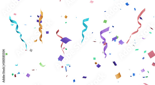3d rendering of colorful confetti flying.