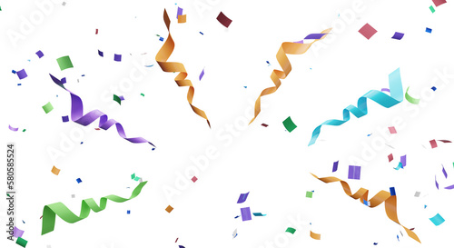 3d rendering of colorful confetti flying.