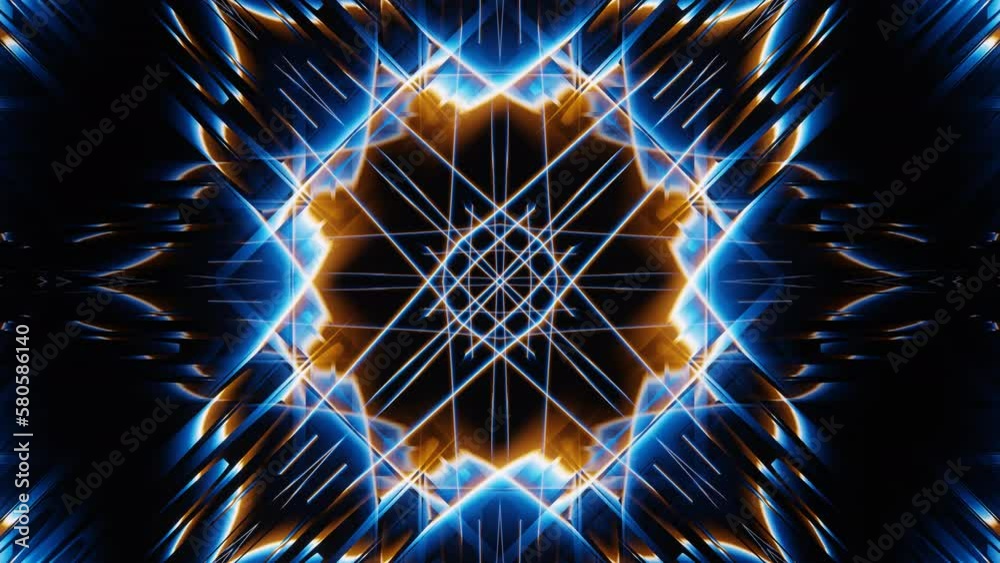 Abstract blue neon polygonal tunnel dj loop animation background