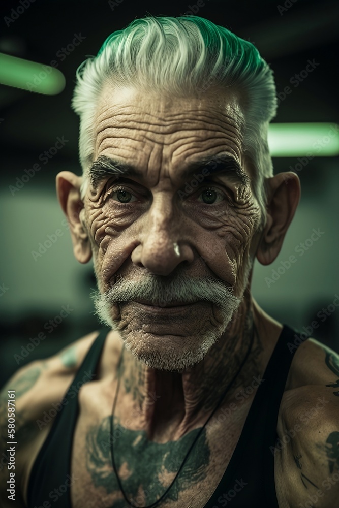 Old Man at the Gym Portrait. Generative AI Old Man at the Gym Portrait. Generative AI
