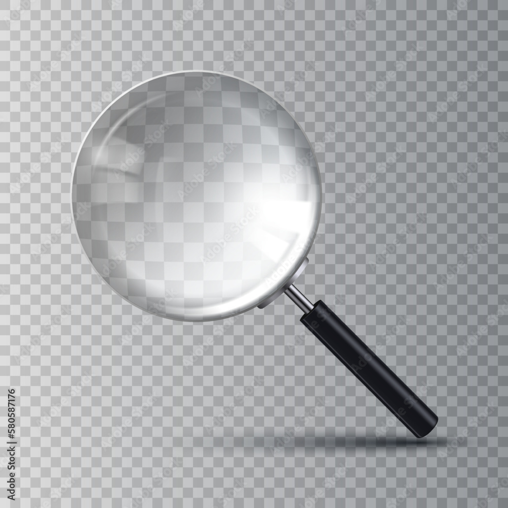 Realistic Transparent Magnifier Magnifying Glass Isolated Vector 3d Realistic Transparent Magnifier Magnifying Glass Isolated Vector 3d