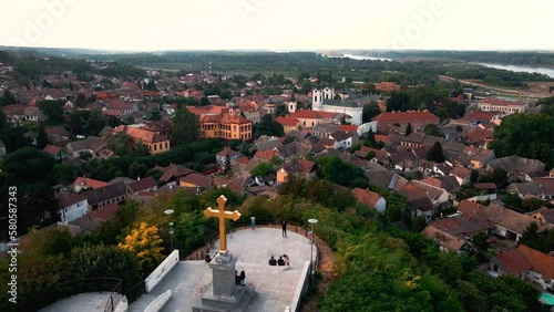 Beautiful aerial drone video of panorama Sremski Karlovci Vojvodina Serbia  photo