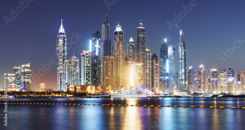 Dubai Marina skyline panorama at night, Unites Arab Emirates © TTstudio