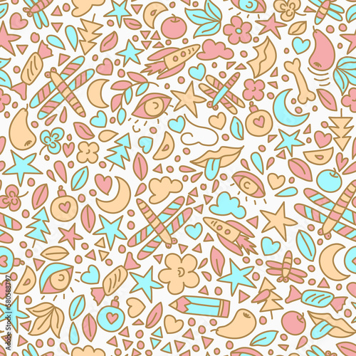 Doodle colorful seamless vector pattern