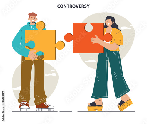 Controversy or disagreement concept. Troubled communication between