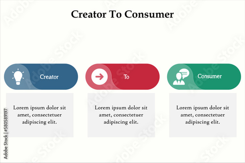 C2C - Creator to Consumer Acronym. Infographic template with icons in an infographic template