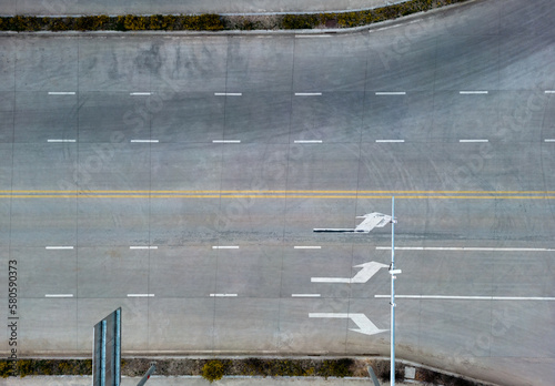 Top view of empty asphalt road