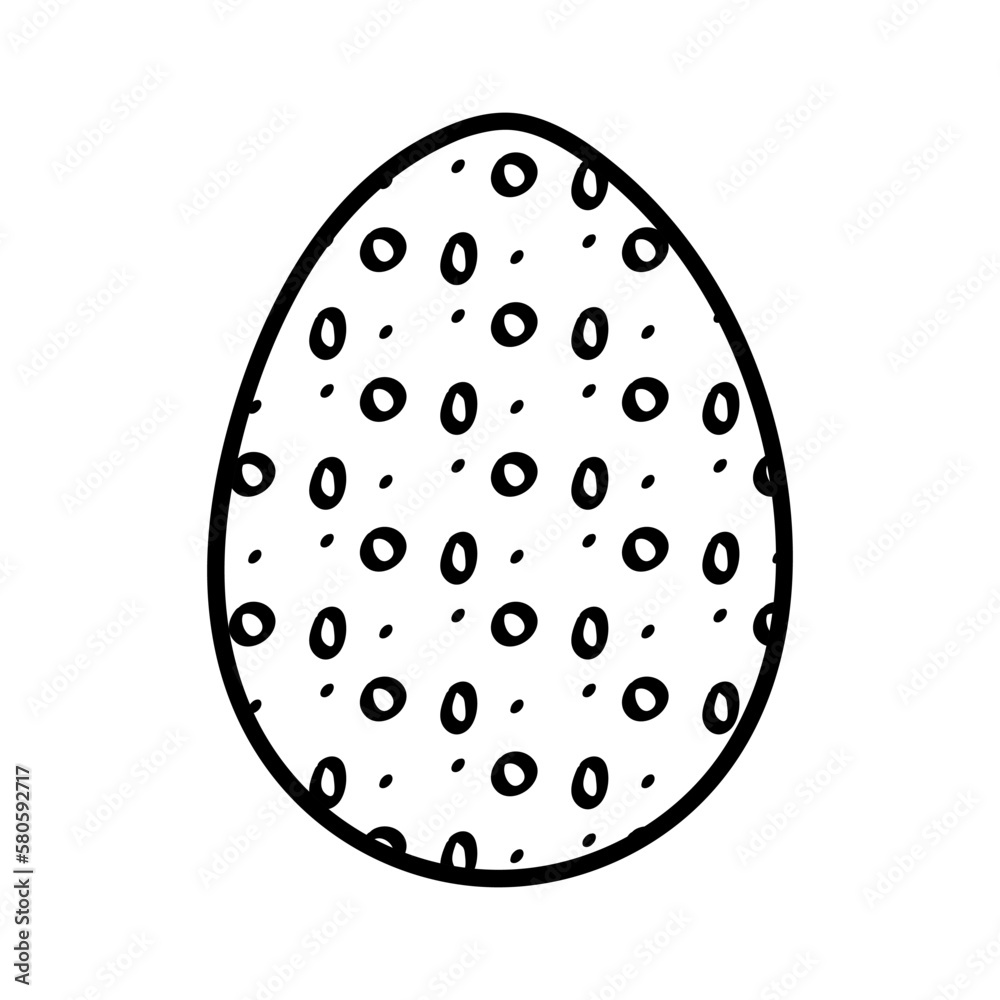 Hand drawn doodle icon of Easter egg with cute small decorations
