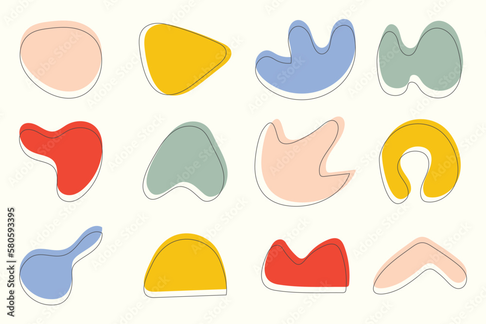 Collection of hand drawn flat abstract shapes. Irregular shape. Collection of hand drawn flat abstract shapes. Irregular shape.
