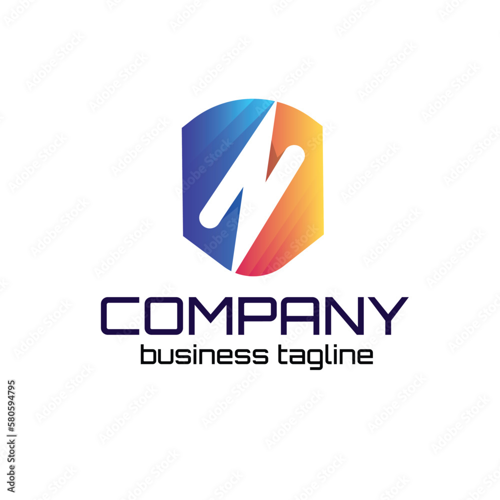 Modern logo design Letter N Combine with lightning in gradient color. Modern logo design Letter N Combine with lightning in gradient color.