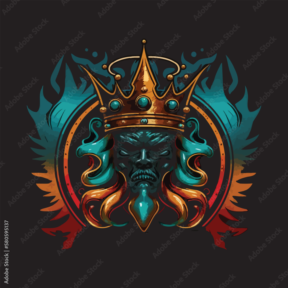 Crown of King Mascot Logo Design Illustration For Esport Crown of King Mascot Logo Design Illustration For Esport