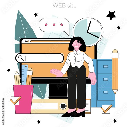 Secretary online service or platform. Receptionist answering