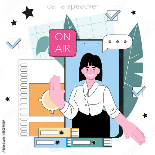 Speaker online service or platform. Radio announcer, actor dubbing