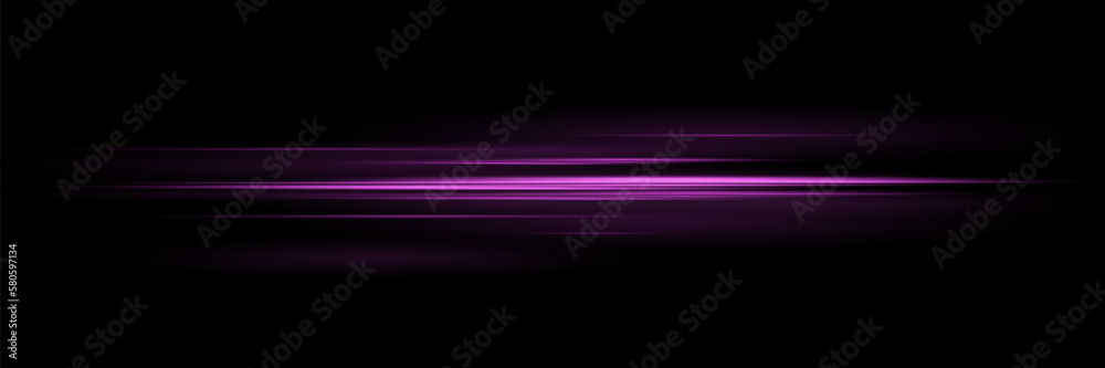 A set of horizontal highlights. Laser beams, horizontal light beams. Set of glowing transparent vector light effects, explosion, glitter, spark, sun flare.