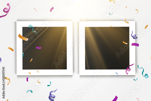 Photo frame template for illustration or design.Photo of memories.	
