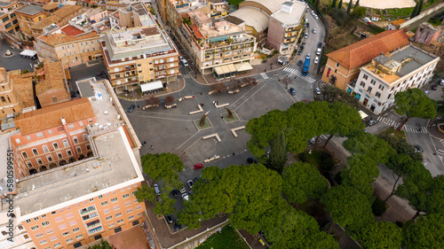 Photography Aerial view on the historic city center of Tivoli, near Rome, Italy