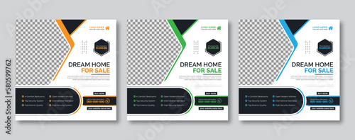 Real estate house property promotional post or social media banner template 