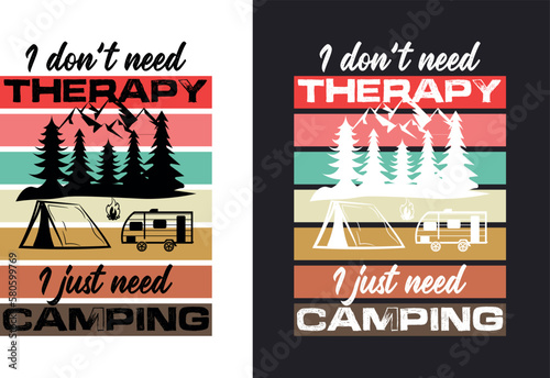 Free vector t-shirt or poster design with illustration of a tent.