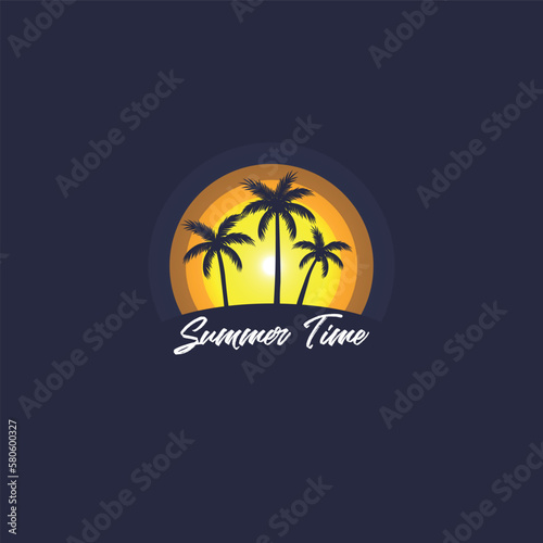 Summer time emblem or logo or label or t-shirt vector image