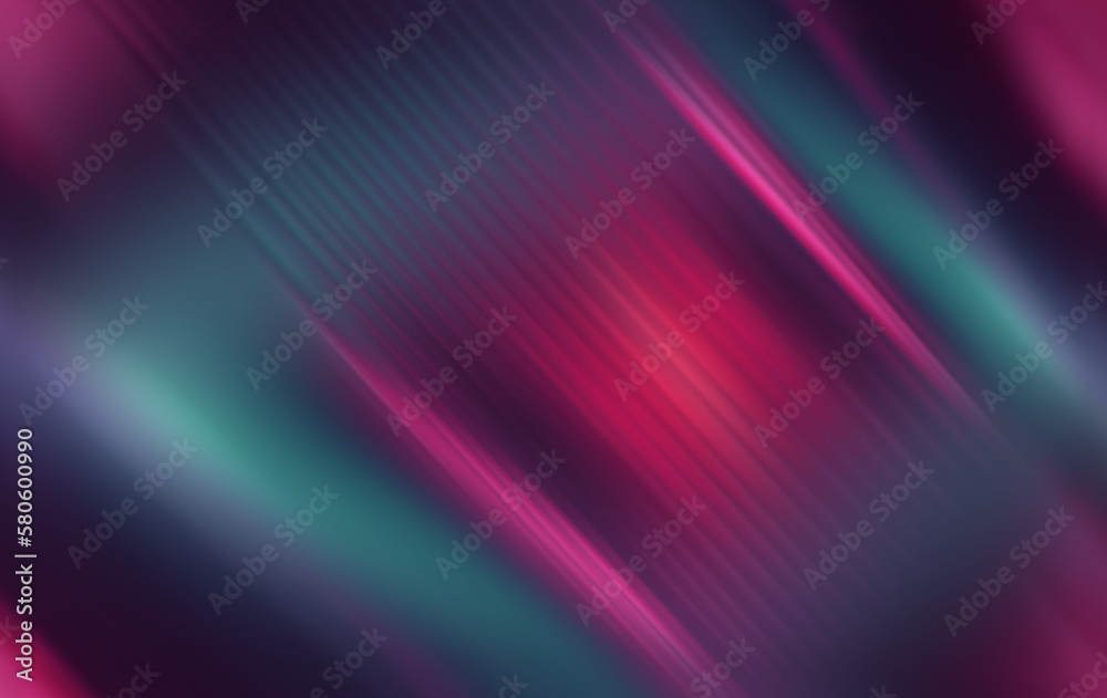 Fototapeta premium Dark fractal, abstract background. Bright neon lines, waves. Blurred laser shapes