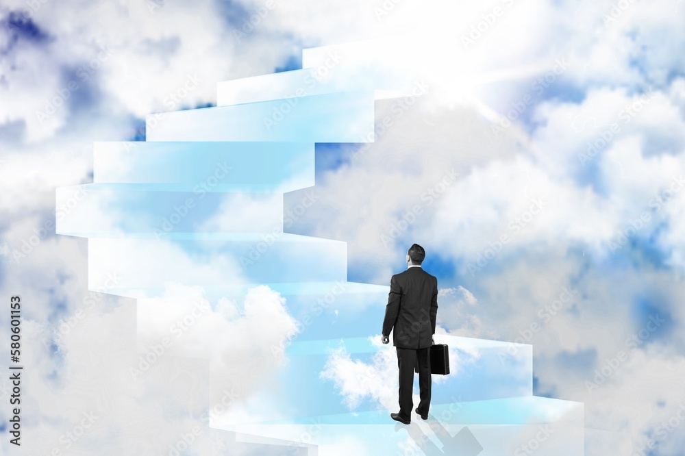 Stairway to heaven. Young person on stairs Stairway to heaven. Young person on stairs