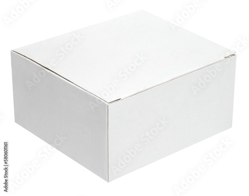 Closed cardboard box isolated on transparent background