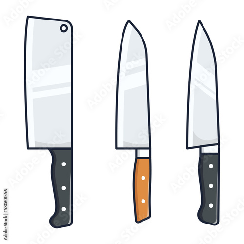 kitchen knife collection cartoon icon vector illustration. suitable for food icon concept vector