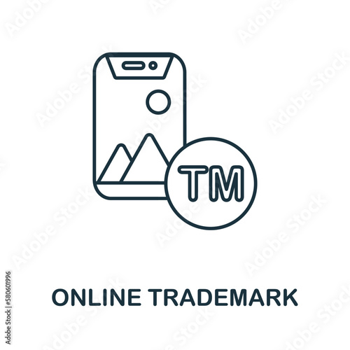 Online Trademark outline icon. Monochrome simple Online Trademark line icon for templates, web design and infographics