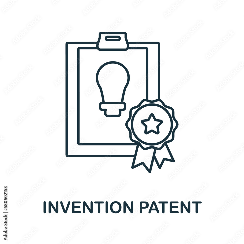 Invention Patent outline icon. Monochrome simple Invention Patent line icon for templates, web design and infographics Invention Patent outline icon. Monochrome simple Invention Patent line icon for templates, web design and infographics