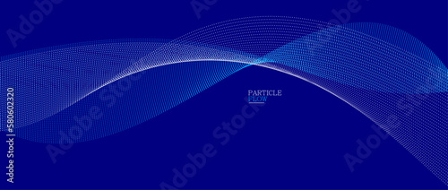 Dark blue airy particles flow vector design, abstract background with wave of flowing dots array, digital futuristic illustration, nano technology theme.